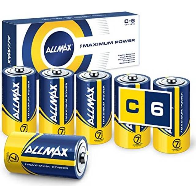 Allmax C Maximum Power Alkaline Batteries (6 Count) â Ultra Long- Lasting, 7-Year Shelf Life, Leakproof Design, 1.5V