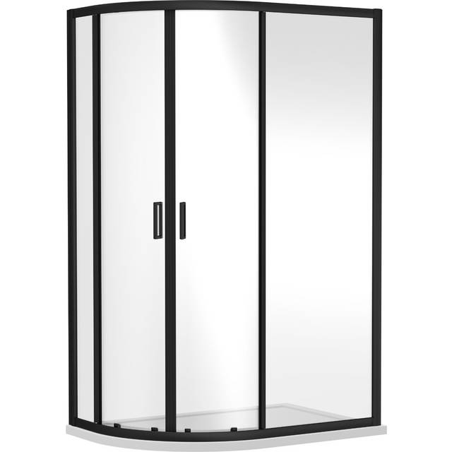 Rene Offset Quadrant Framed Tempered Glass Shower Door - Black (470cm H x 300cm W x 198cm D)