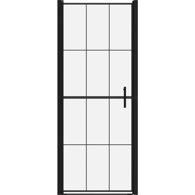 Jenks Framed Aluminium Pivot Shower Door - Black (767.7mm H)