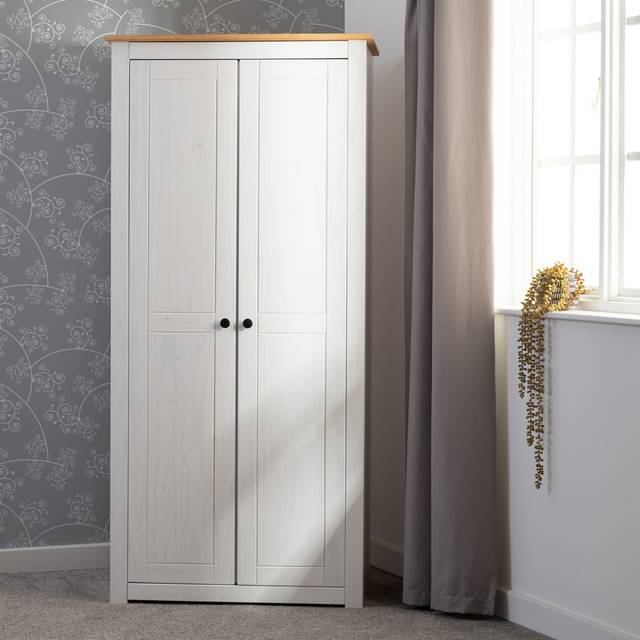 Seconique Panama 2 Door Wardrobe - White/Natural Wax, Multi