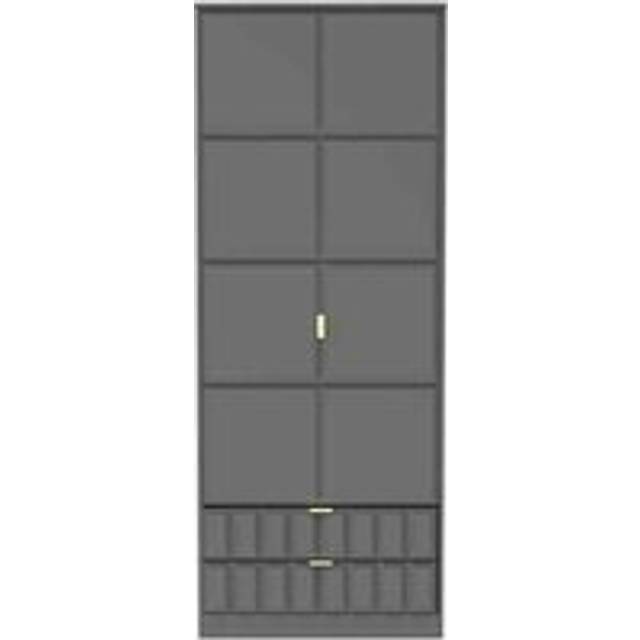 Crowndale Cube 2 Door 2 Drawer Dusk Grey Wardrobe Ready Assembled