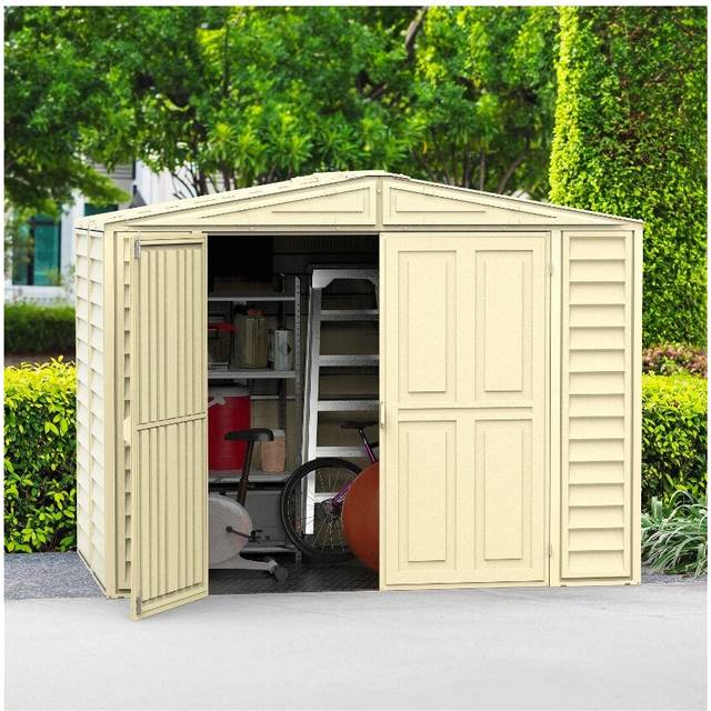 Storemore Saffron 8x8ft Vinyl Shed With Foundation Kit, Cream
