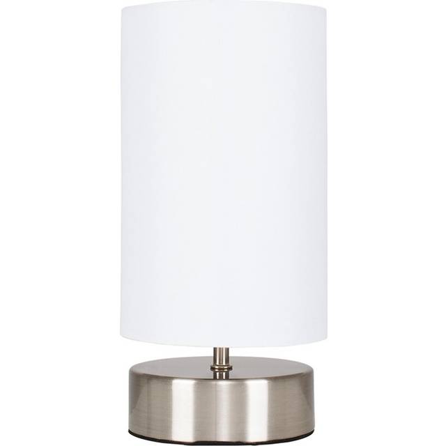 Valuelights Francis Brushed Chrome Dimmable Touch Table Lamps With Fabric Shade In White - One Size