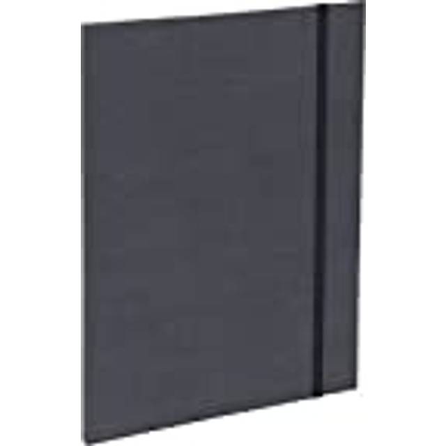 Bigso Box of Sweden A4 portföljmapp med elastiska remmar – dokumentarrangör i fiberplatta och linneeffektpapper – A4-mapp för dokument, filer och lösa papper etc. - Svart