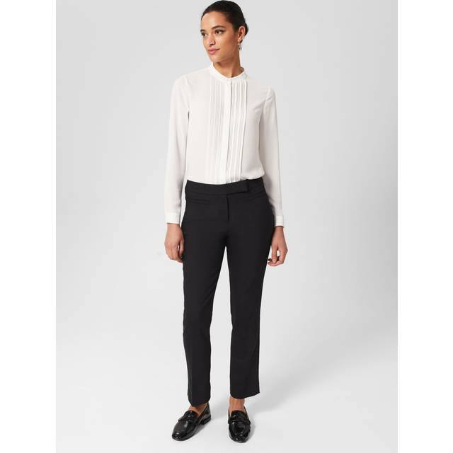 Annie Slim Trousers - BLACK - The Annie trousers from Hobbs are a hard-working essential, ideal for a capsule wardrobe. Made from a cotton blend, they're cut to a slim, tapered leg and are cropped to the ankle. Dress them up with a blouse and courts, or keep it casual with a t-shirt and trainers.