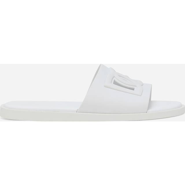Dolce & Gabbana, Sliders, male, White, 10 UK, Rubber Slides with DG Millennials Logo