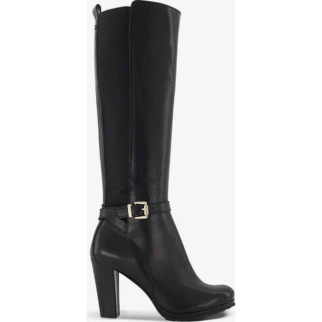Dune London Womens Ladies Sareena - Buckle Block-Heel Knee-High Boots - Black Leather - Size UK 6