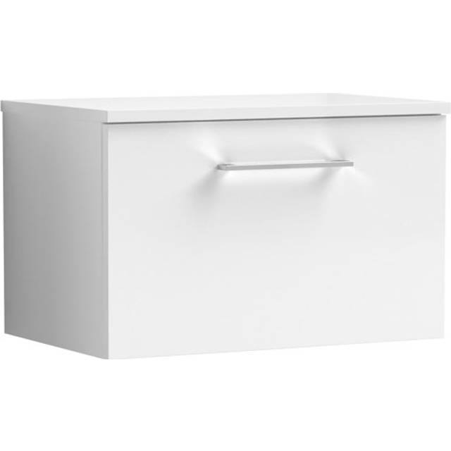 Nuie Arno Gloss White 600mm Wall Hung 1-Drawer Vanity &amp; Worktop