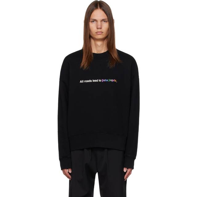 Palm Angels Mens All Roads Lead to Black Sweatshirt Textile - Size 2XL