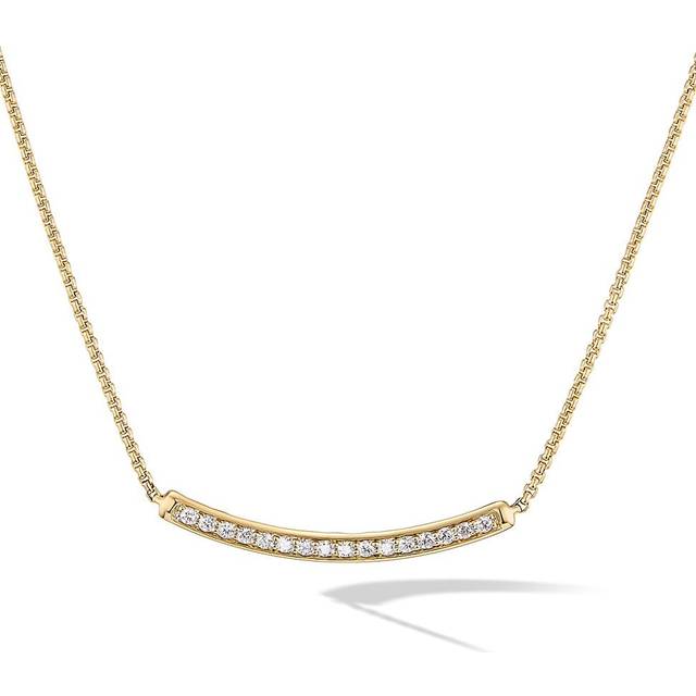 Petite Pavé Bar Necklace in 18ct Yellow Gold with Diamonds, 1.25mm