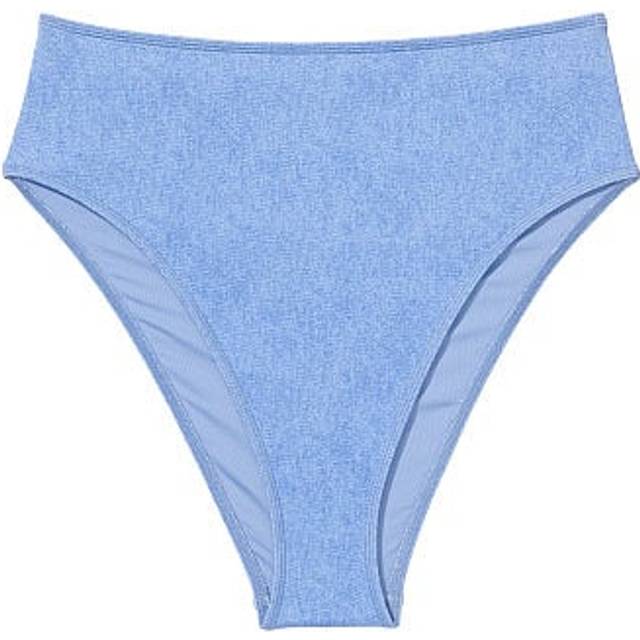 Victorias Secret PINK Denim Blue High Waisted Bikini Bottom - denim blue - LARGE