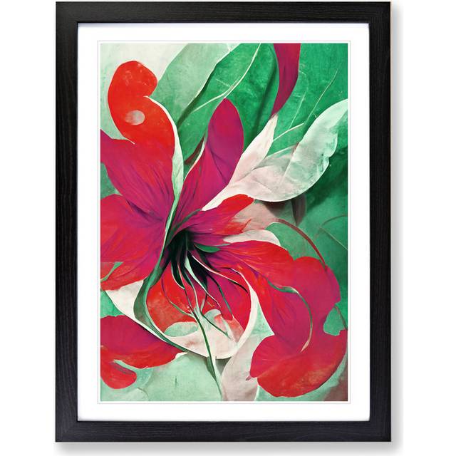 Delicate Abstract Floral No.3 - Picture Frame Graphic Art - Black (64cm H x 46cm W x 2cm D)