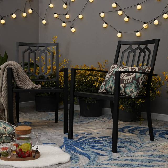 Laprade Stacking Patio Dining Armchair - Black (89cm H X 58cm W X 64cm D)