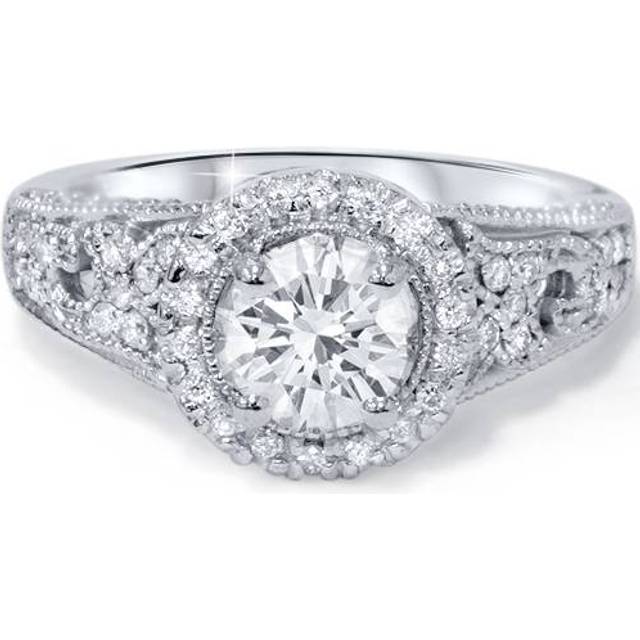 G/vs 1/5ct Engagement Ring 100% Diamond White Gold Halo Solitaire Lab Created