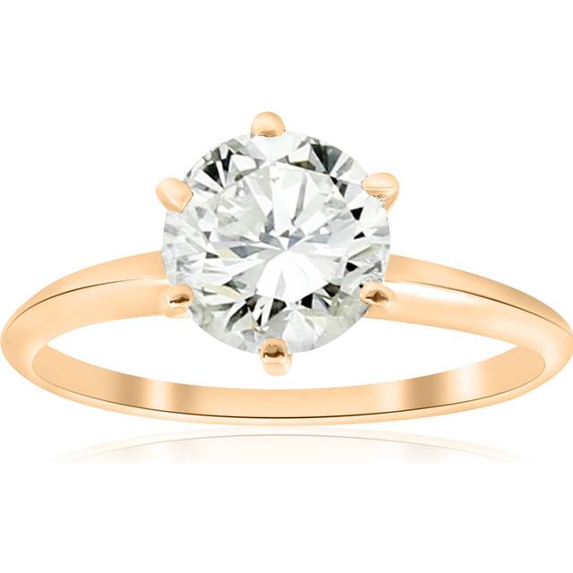 Huge 14k Yellow Gold 1/2 Ct Round Solitaire Diamond Engagement Ring Enhanced