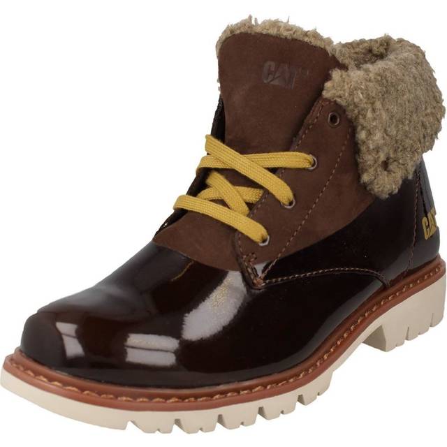 (UK 5, Chocolate (Brown)) Ladies Caterpillar Ankle Boots Hub Fur