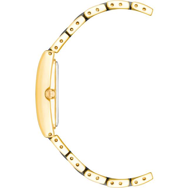 Anne Klein Women's Rectangular Case Ceramic Bracelet Watch in Black/Gold-Tone