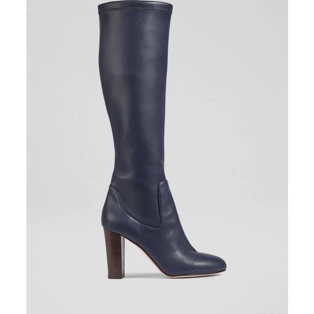 LK Bennett Womens Marlowe Knee Boots,Navy - Blue Leather - Size UK 3