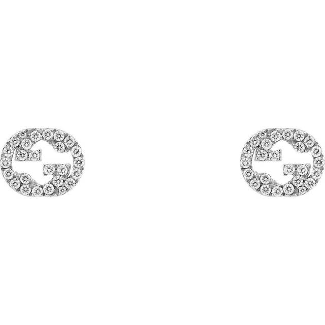 Gucci Womens White Gold Interlocking G-logo 18ct White-gold and 0.38ct Diamond Stud Earrings 1 Size - WHITE GOLD