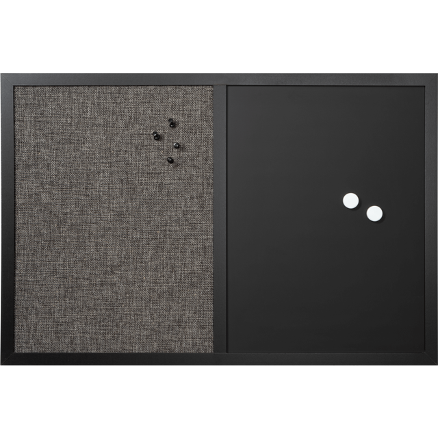 60 x 40 cm. Combi board, Black hessian/ magnetic chalk