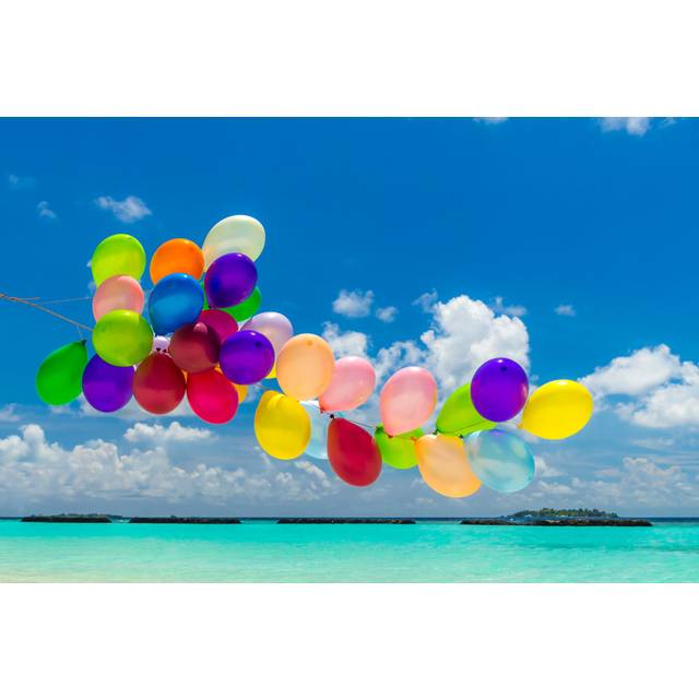 Colourful Balloons Flying by Pawelg Photo - Wrapped Canvas Photograph (20cm H x 30cm W)