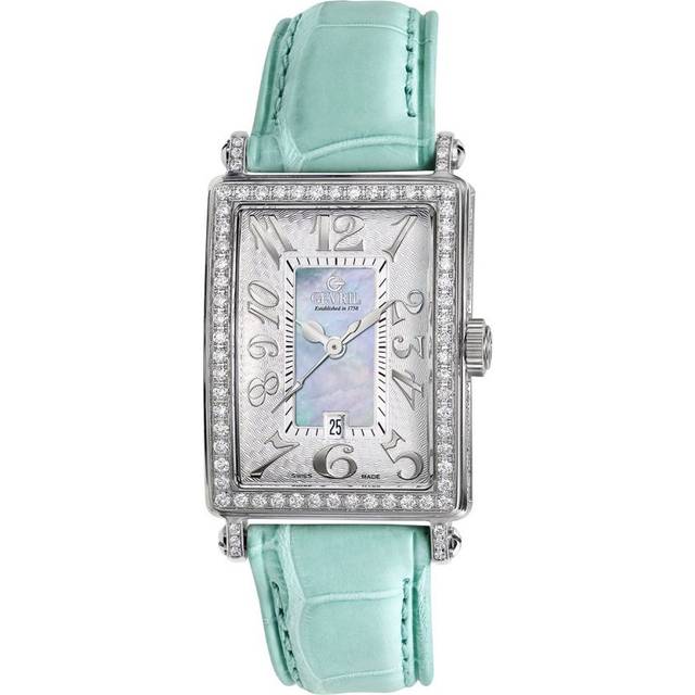 Womens Avenue of Americas Mini MOP Dial Leather Swiss Quartz Watch - Grey - One Size
