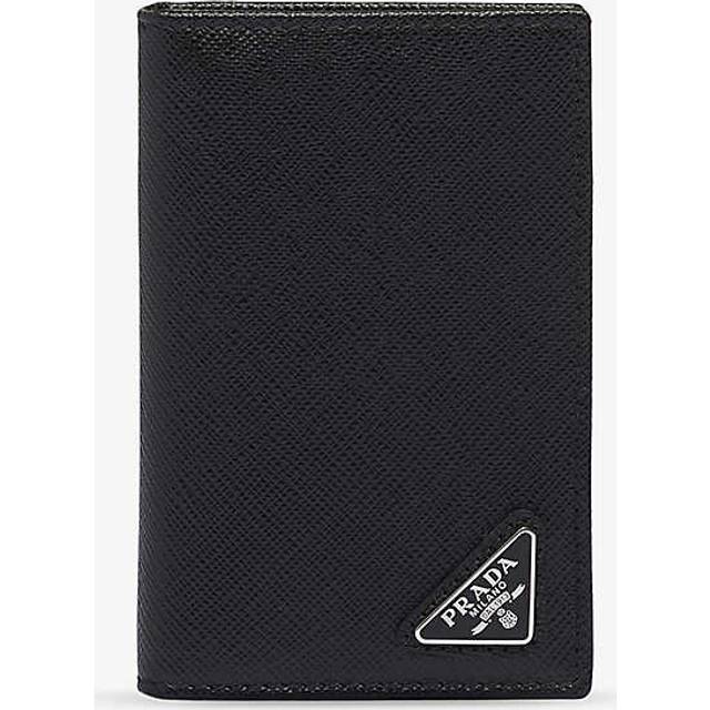 Prada Mens Black Logo-plaque Leather Bifold Wallet 1 Size - BLACK