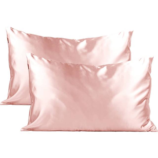 Kitsch Satin Pillowcase with Zipper for Hair and Skin Queen Size  Softer Than Silk Pillow Cases  2 Pack Cooling Pillow Covers  Machine Washable  Satin