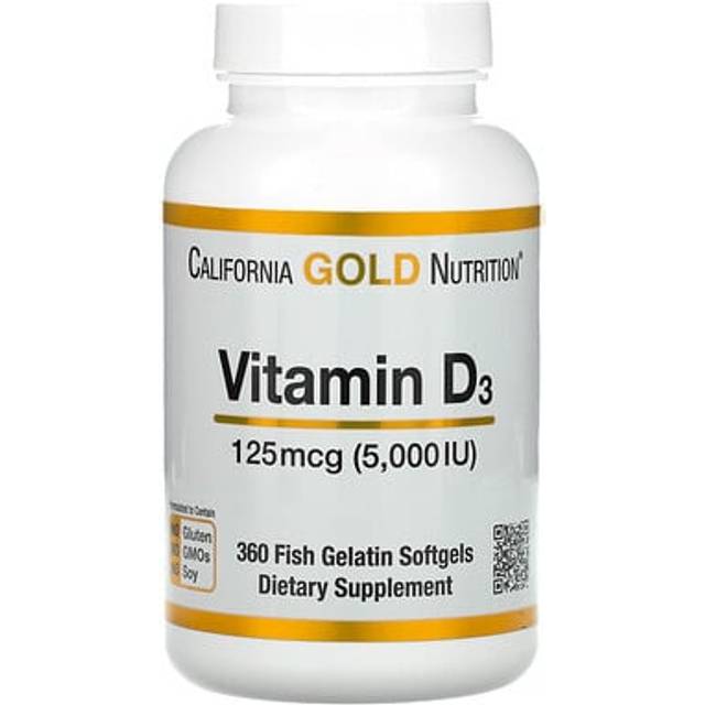 California Gold Nutrition  Vitamin D3  125 mcg (5 000 IU)  360 Fish Gelatin Softgels