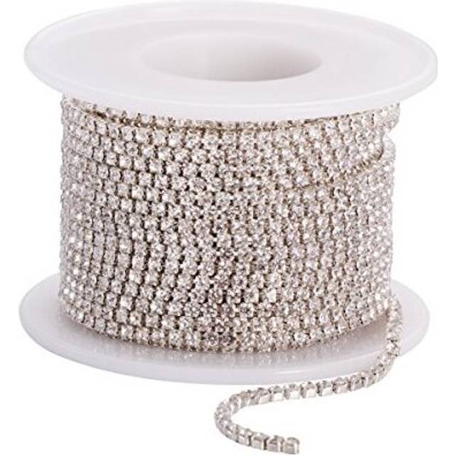 10M Crystal Rhinestone Close Chain Clear Trimming Claw Chain for Wedding Supplies DIY Sewing Craft Jewellery Making (2.0MM)