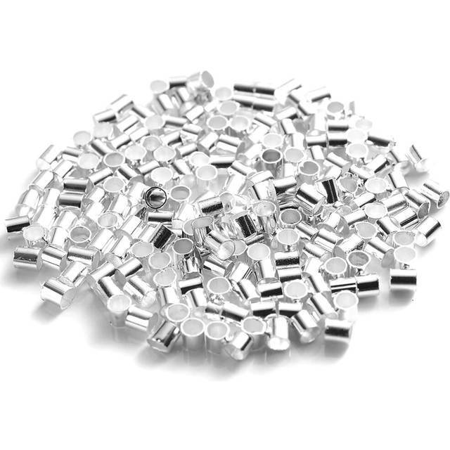 100pcs 2mm Silver Jewellery Crimps Tube Beads Findings Earrings Making Kit