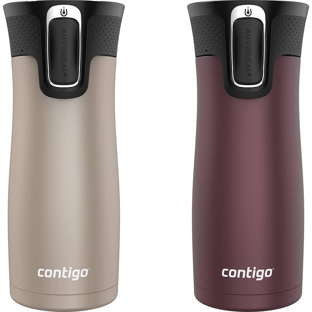 Contigo West Loop 20 LeakProof SpillProof Insulated Stainless Steel Travel Mug  16oz  2 Pack  Brown Sugar  Chocolate Truffl