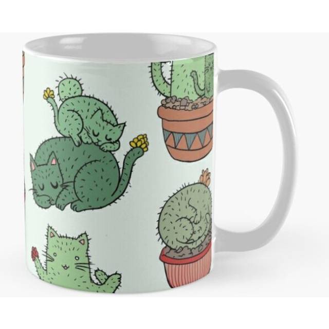 Mugs 11oz Cactus Cats Coffee Ceramic Mug Funny Anniversary Novelty Christmas Gift