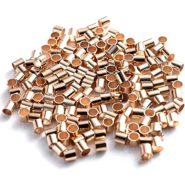 100pcs 2mm Rose Gold Jewellery Crimps Tube Beads Findings Earrings Making Kit