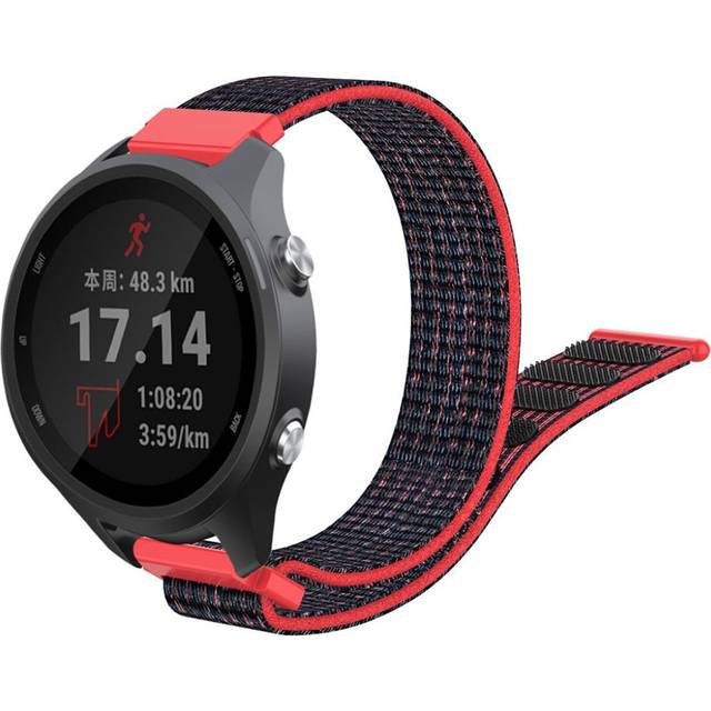 Garmin Forerunner 245 klockarmband med kardborreband i nylon - Svart / Röd