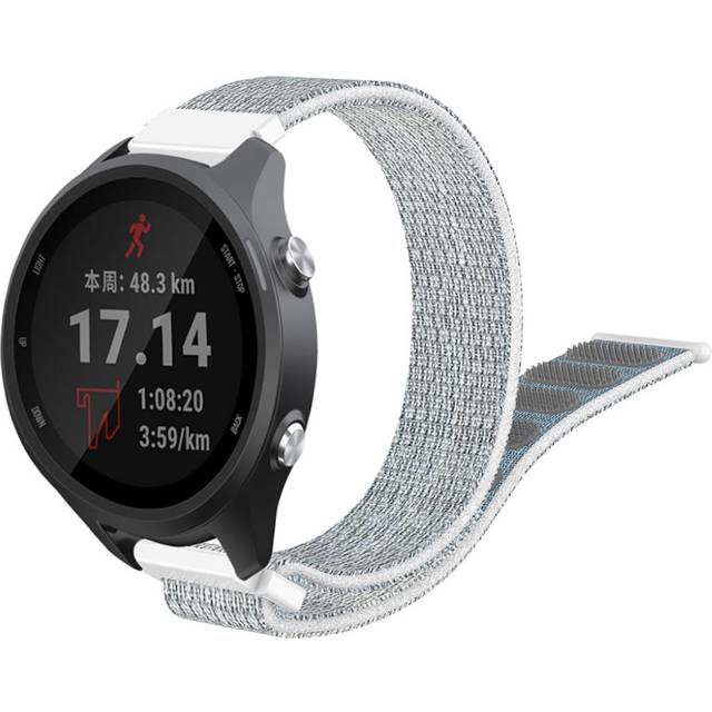 Garmin Forerunner 245 klockarmband med kardborreband i nylon - Grå / Vit