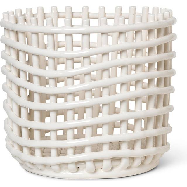 Ferm Living - Ceramic Basket L - off-white/H x Ø 21x23,5cm/für Innen- und Außenbereich geeignet (21.0 x &#8960;23.5cm)