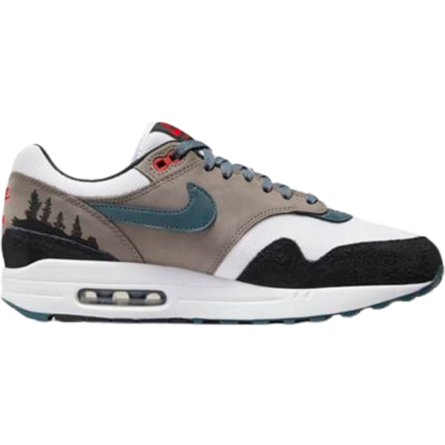 Nike Kids Air Max 1 Trainers White Slate Blue Black Soft Grey, 4.5
