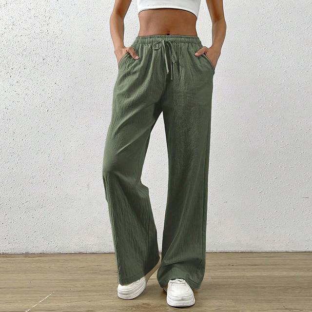 SHEIN Drawstring Waist Slant Pocket Trousers