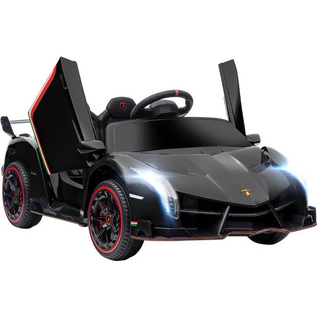 Homcom Lamborghini Veneno Licensed 12v Kids Electric Ride On Car W/ Portable Battery, Powered Electric Car W/ Bluetooth, Remote, For Aged 3-6, Black