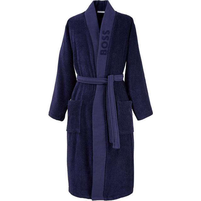 Logo-lapel dressing gown in long-fibre cotton