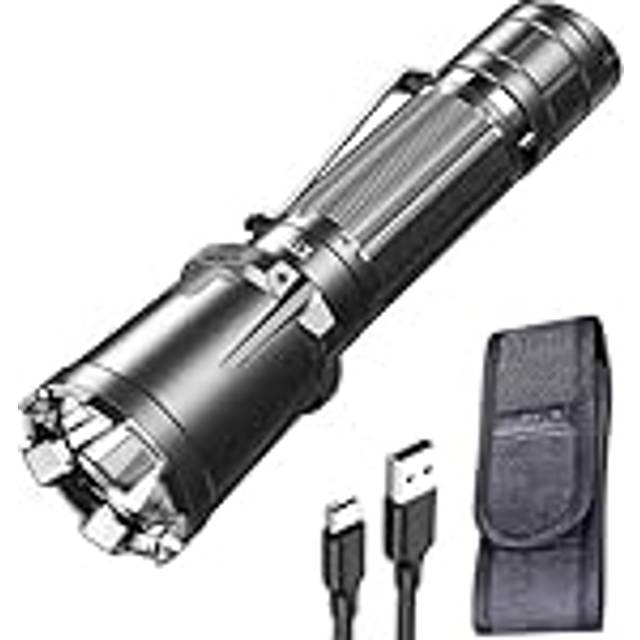 klarus XT11GT Pro 3300 Lumens USB C Rechargeable Tactical Torch, Tail Dual Switches Handheld Led Flashlight, 2 Programmable Settings, with 3100mAh