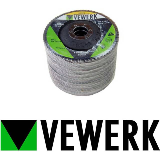 US PRO Vewerk 115mm 40 Grit Aluminium Oxide Flap Disc (Pack of 10)