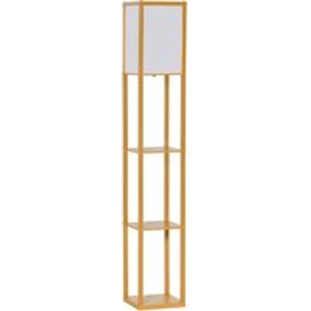 Homcom 4-tier Floor Lamp, Floor Light With Storage Shelf, Reading Standing Lamp, Natural