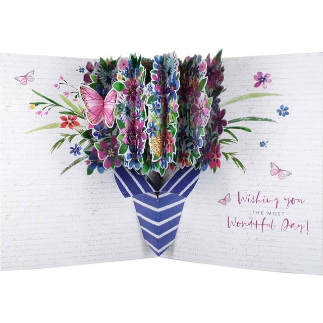 Pop Out Floral Birthday Flower Bouquet Card Just WOW! Pop Up 3D Greeting Card