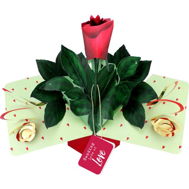 Pop Up Red Rose Sending Love Greeting Card Valentine's, Birthday, Any Occasion