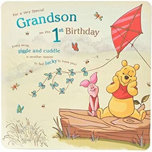 UK Greetings Disney Winnie The Pooh Grandson 1st Birthday Card - Grandson Birthday Card - 1st Birthday Boy Card