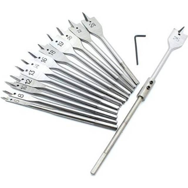 1Set Wood Flat Drill Bit Set with Extension Shank and Hex Wrench for Woodworking
