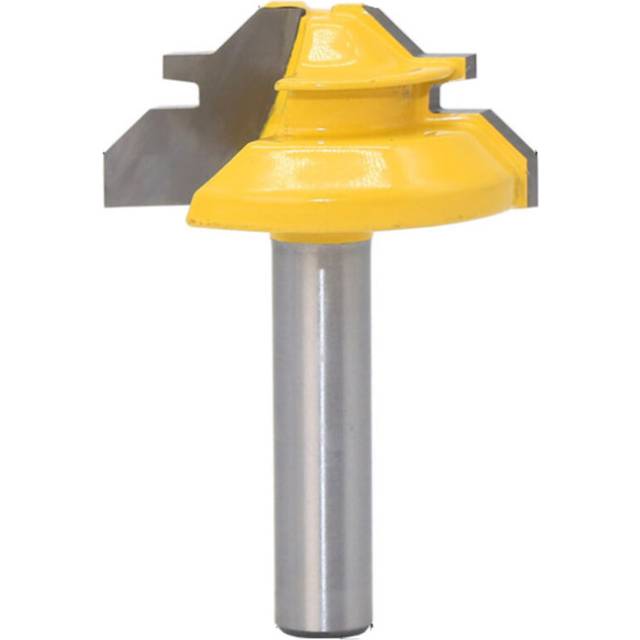 1Pc 45 Degree Lock Miter Router Bit 8Inch Shank Woodworking Tenon Milling Cutter Tool Drilling Milling For Wood Carbide Alloy
