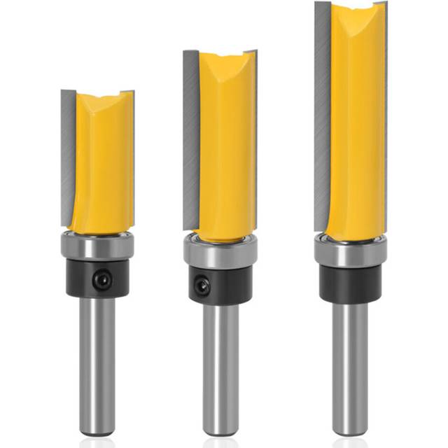 3pc 8mm Shank Straight End Mill Template Trim Hinge Mortising Router Bit Trimmer Cleaning Flush Trim Box Bits